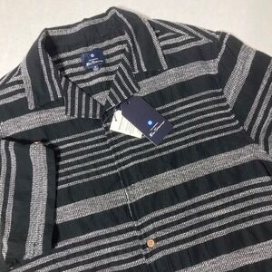 NWT Ben Sherman Short Sleeve Shirt Black White Striped Button Down Mens Size Med